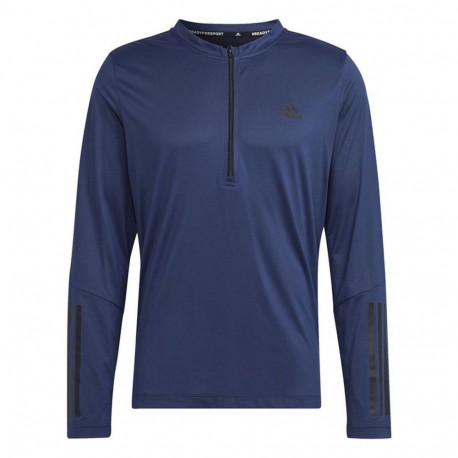 Lühikeste varrukatega T-särk, meeste Adidas 1/4-Zip Tumesinine - S