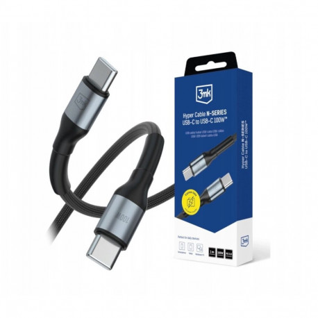 3mk Hyper Cable N-SERIES USB-C to USB-C 1m 20V/5A 100W Black