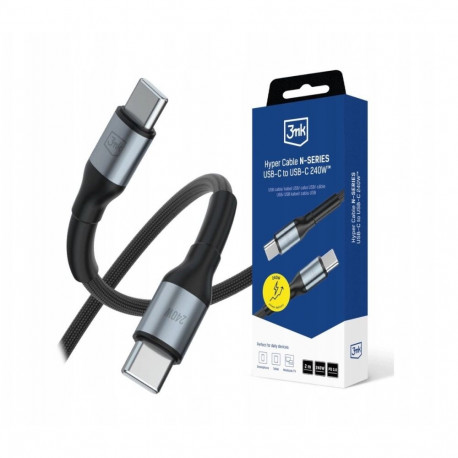 3mk kaabel Hyper Cable N-SERIES USB-C to USB-C 2m 48V/5A 240W, must
