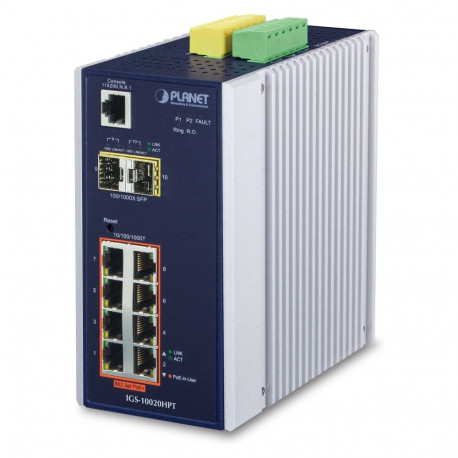 "PLANET Industrial 8-Port 10/100/1000T 802.3at PoE + 2"