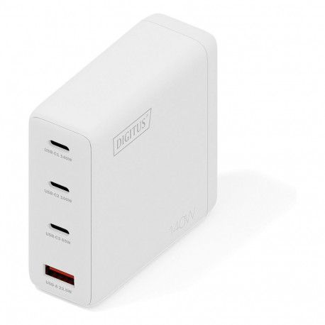 "DIGITUS USB GaN Charger 140W, 3x USB-C, 1x USB-A"