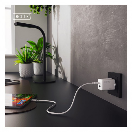 Digitus USB GaN laadija 45W 1x USB-C 1x USB-A