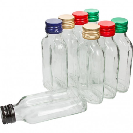 100 ml lapik klaaspudel keeratava korgiga, 8 tk. BROWIN 631413, 6.2x2.9x13.0 cm
