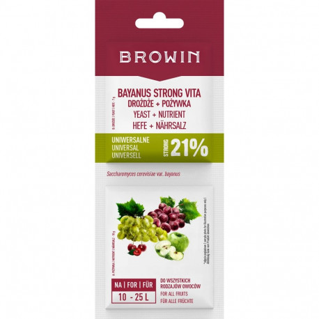 Browin wine yeast + nutrient, 400537, 17 g, 25 L, for white, red, rosé wine