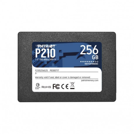 Patriot SSD||P210|256GB|SATA 3.0|Write speed 400 MBytes/sec|Read speed 500 MBytes/sec|2,5"|TBW 120 T