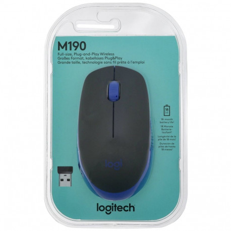 Logitech Mouse M190 wireless Blue (910-005907) (910005907)