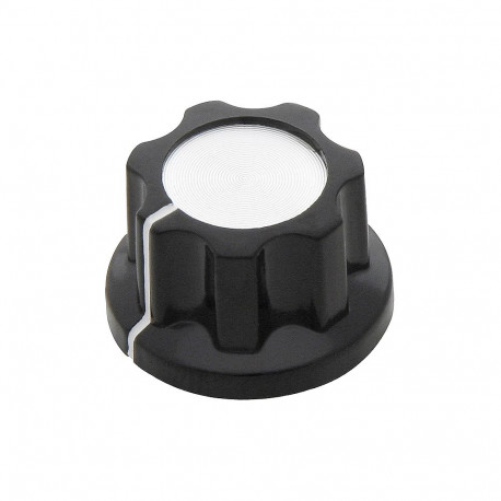 Potentsiomeetri nupp 8804# bakeliidist 19mm 5tk, must/hõbedane