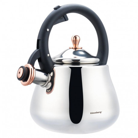 Klausberg vilistav teekann kb-7776 roostevabast terasest 2,8l, hõbedane roosa kulla detailidega