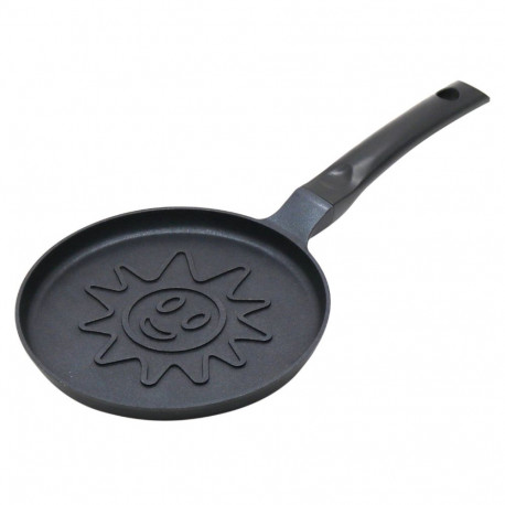 Patelnia do naleśników, wzór słoneczko, aluminiowa, nieprzywierająca powłoka, czarna, śr.18 cm, klau