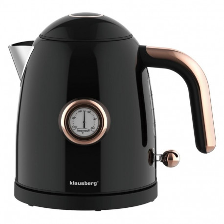 Klausberg elektriline veekeetja KB-9017 termomeetriga roostevaba teras 1.0L 1200W, must