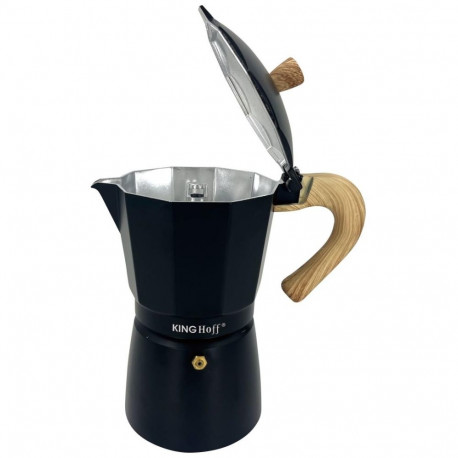 Kinghoff espressokann kh-1886 alumiiniumist 6 tassi, must/puiduimitatsiooniga