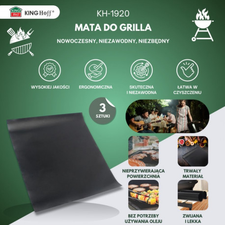 Mata do grillowania, zestaw 3szt, 40x33cm, kinghoff, kh-1920