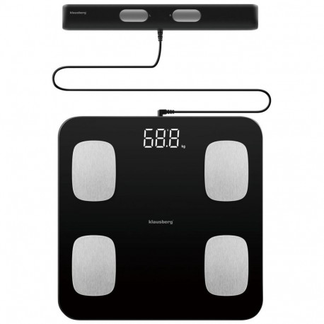 Waga łazienkowa z uchwytem, elektroniczna, czarna, precyzyjna analiza składu ciała, klausberg, kb-78