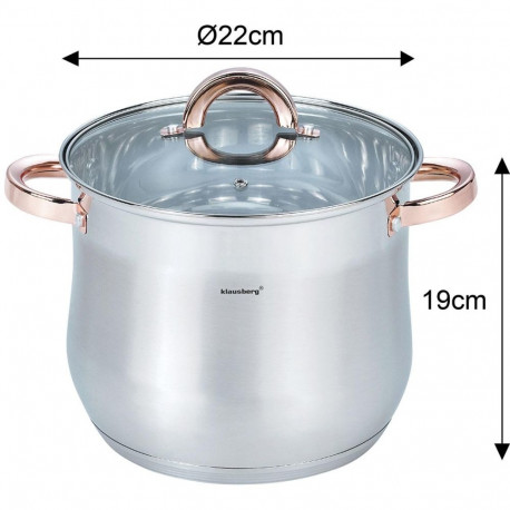 Garnek stalowy z pokrywą, 7,0l, śr.22cm, klausberg, kb-7792