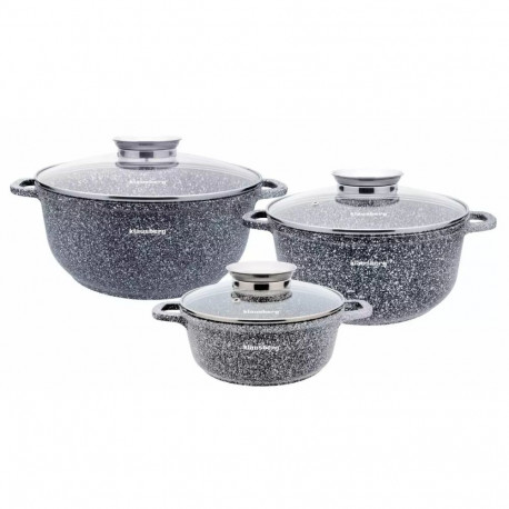 Zestaw garnków z marmurową powłoką 6 elementów śr.20/24/28 cm klausberg
