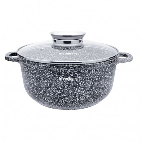Garnek z pokrywką, aluminium powłoka szary marmurek śr.24cm 4,5l klausberg