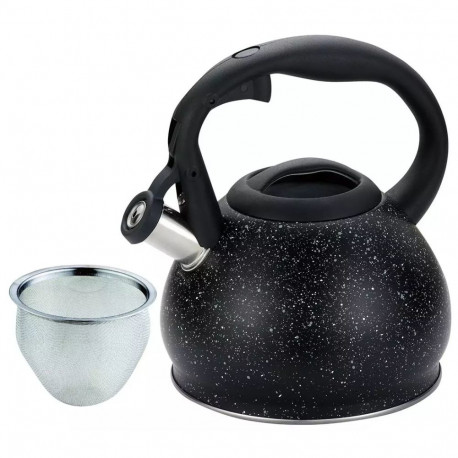 Czajnik z sitkiem, stal 1,2l czarny marmurek kinghoff