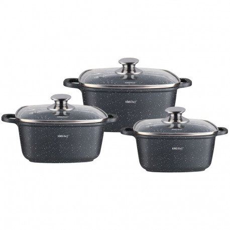 Kinghoff pottide komplekt 6-osaline teras 20x20x8cm 2,8l 24x24x10cm 4,4l 28x28x11cm 6,5l