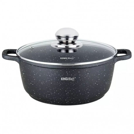 Garnek z powłoka marmurkową, śr.16cm 1,3l czarny kinghoff
