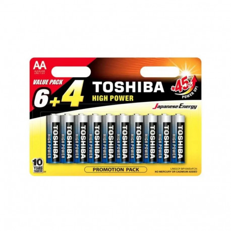 TOSHIBA AA alkaline batteries 10 pack