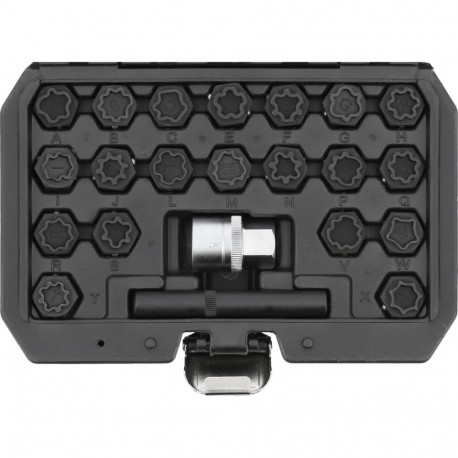 Yato Wheel Nuts Socket Set YT-060304, 22 pcs, 1/2" (12.7 mm), CrMo, oxidized surface, for securing s