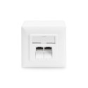 Digitus CAT.6A data connection socket, surface-mounted, shielded, 2x RJ-45 LSA (white, 5 pieces, cla