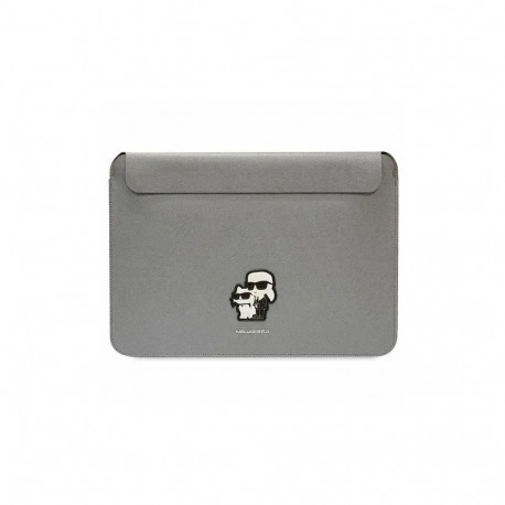 Karl Lagerfeld Saffiano Karl & Choupette sülearvuti ümbris 16" hõbedane