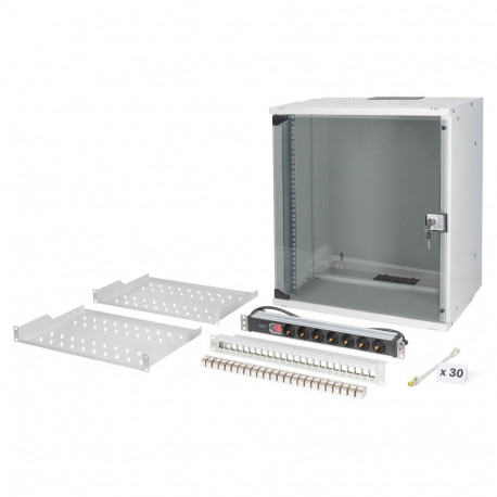 "DIGITUS 19"" Netzwerk-Set 12HE Wandgehuse und Zubehr grau"