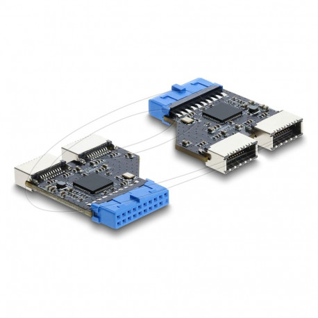 "USB 5 Gbps Hub 20 Pin Pfostenbuchse zu 2 x USB 5 Gbps Typ-E Key A Buchse"