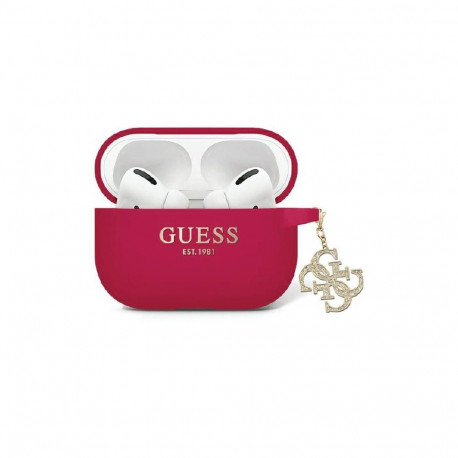 Guess GUAP2LECG4M case for AirPods Pro 2 cover purple/magenta Liquid Silicone Glitter Triangle Charm