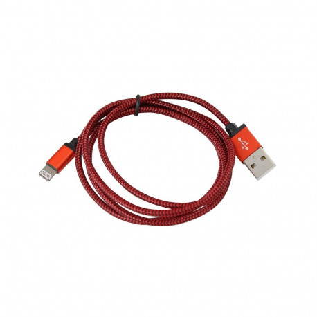 PLATINET USB LIGHTNING FABRIC BRAIDED CABLE 1M RED