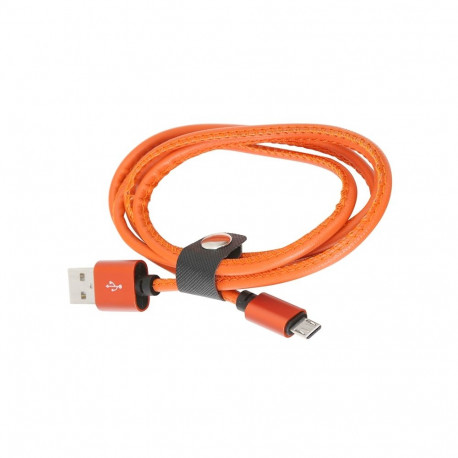 PLATINET MICRO USB TO USB LEATHER CABLE 1M 2,4A ORANGE