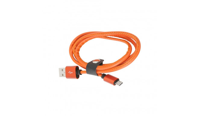 PLATINET MICRO USB TO USB LEATHER CABLE 1M 2,4A ORANGE