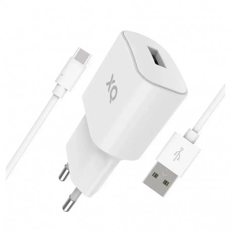 Xqisit Charger with Cable  |USB- A USB-C|  1m | 12W 2.4A| white