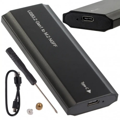 Fusion M2 to USB-C M-key SSD disk adapter black