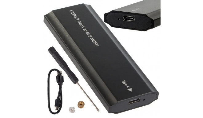 Fusion M2 to USB-C M-key SSD disk adapter black
