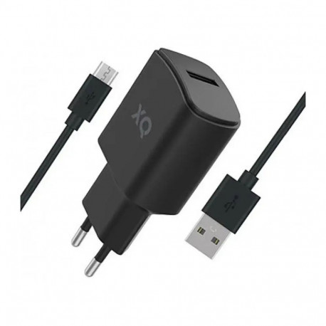 XQISIT charger travel charger | 12W | USB-A, USB-C | with USB-A to USB-C cable included | black