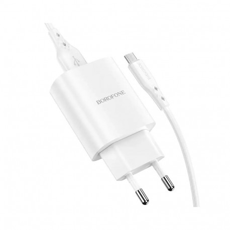 Borofone seinalaadija BN1 Innovative - USB - 2,1A USB–MicroUSB kaabliga valge