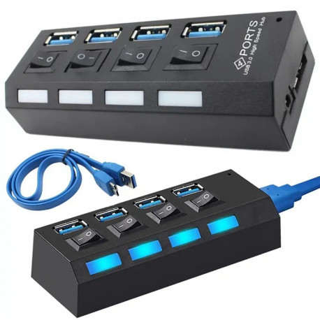 Fusion Accessories adapter | USB 3.0 kuni 4x USB 3.0 | must