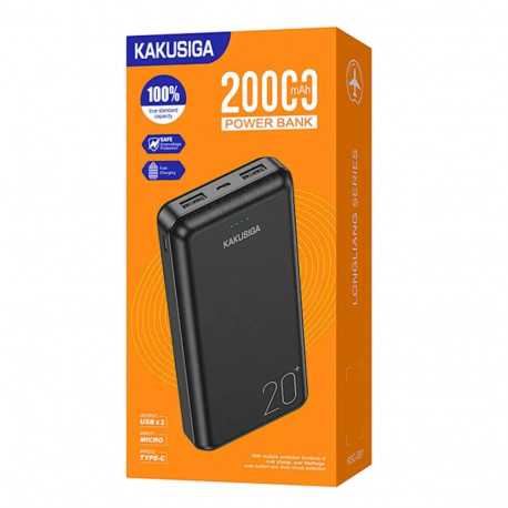 KAKUSIGA KSC-881 external battery (powerbank) | 20000 mAh | 15W | USB-A, Micro USB, USB-C | black