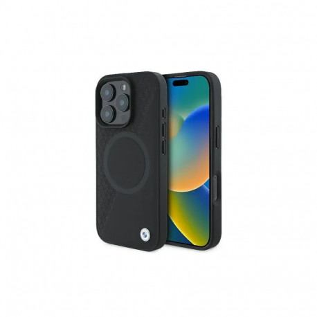 BMW BMHMP16L23RTPK Sign Leather Half Textured And Circle phone case with MagSafe support for iPhone 