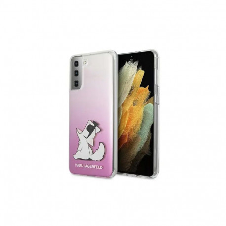 Karl Lagerfeld KLHCS21MCFNRCPI Choupette Eats telefoni ümbris Samsung Galaxy S21+ roosa