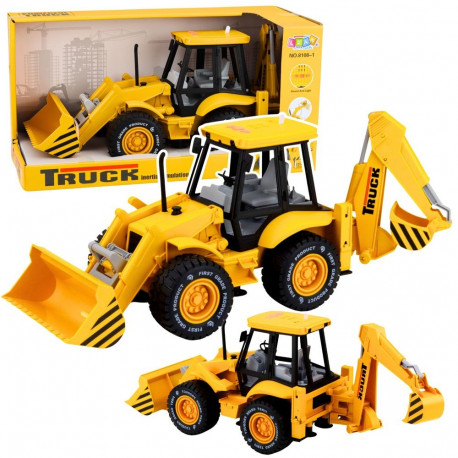 Ehitusekskavaator-laadur valguse ja helidega, kollane
