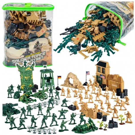 Baza Wojskowa Figurki Żołnierzyki Pojazdy Duży Zestaw Militarny 400 el.
