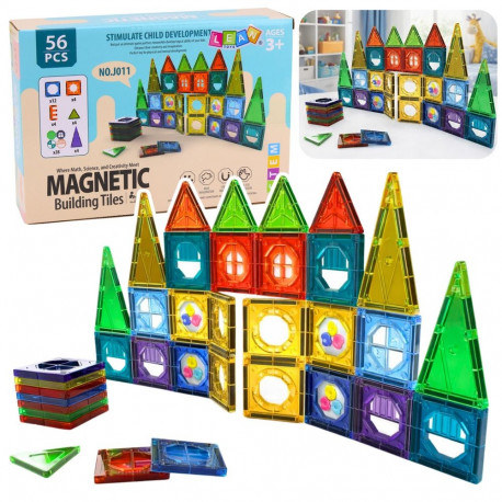 Magnetilised konstruktorklotsid 56 osa 3D aknad paneelid, värviline