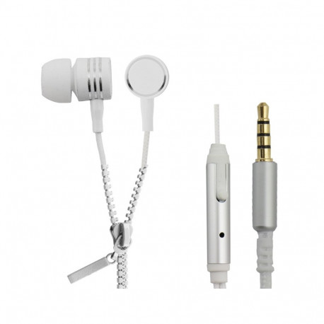 Earphones ZIPPER with microphone white