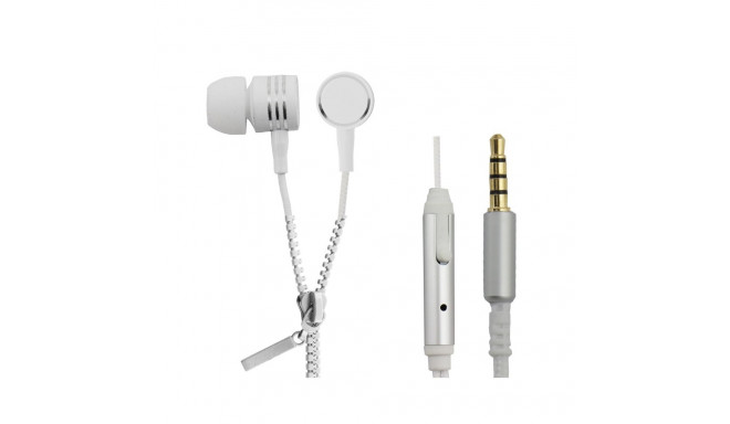 Earphones ZIPPER with microphone white