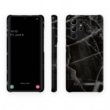 Mobiili tagakaas Ideal of Sweden Galaxy S21 Ultra, Black Thunder Marble