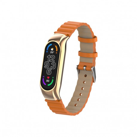 Kellarihm Trendybay Mi Band 7, nahkne/metall, laineline, oranž