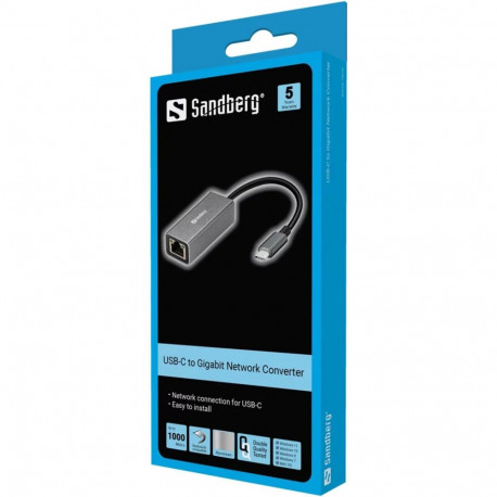 Adapter Sandberg USB-C - RJ45 (F) Gigabit